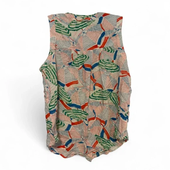 Anthro Maeve Sunseeker Umbrella Print Top 10 - Picture 3 of 4